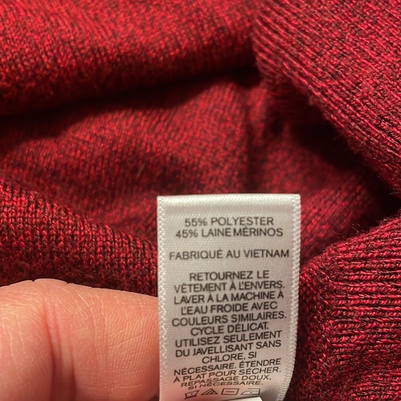 MENS EXPRESS BURGUNDY MARLED LIGHT WEIGHT SWEATER - Picture 4 of 5